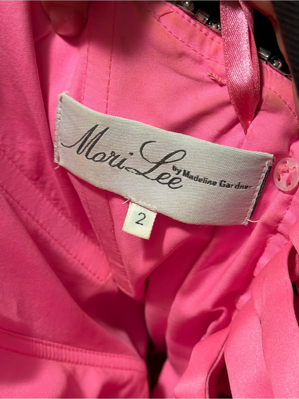 Mori Lee Bright Pink Beaded Tulle Gown for Girls - Picture 3 of 3